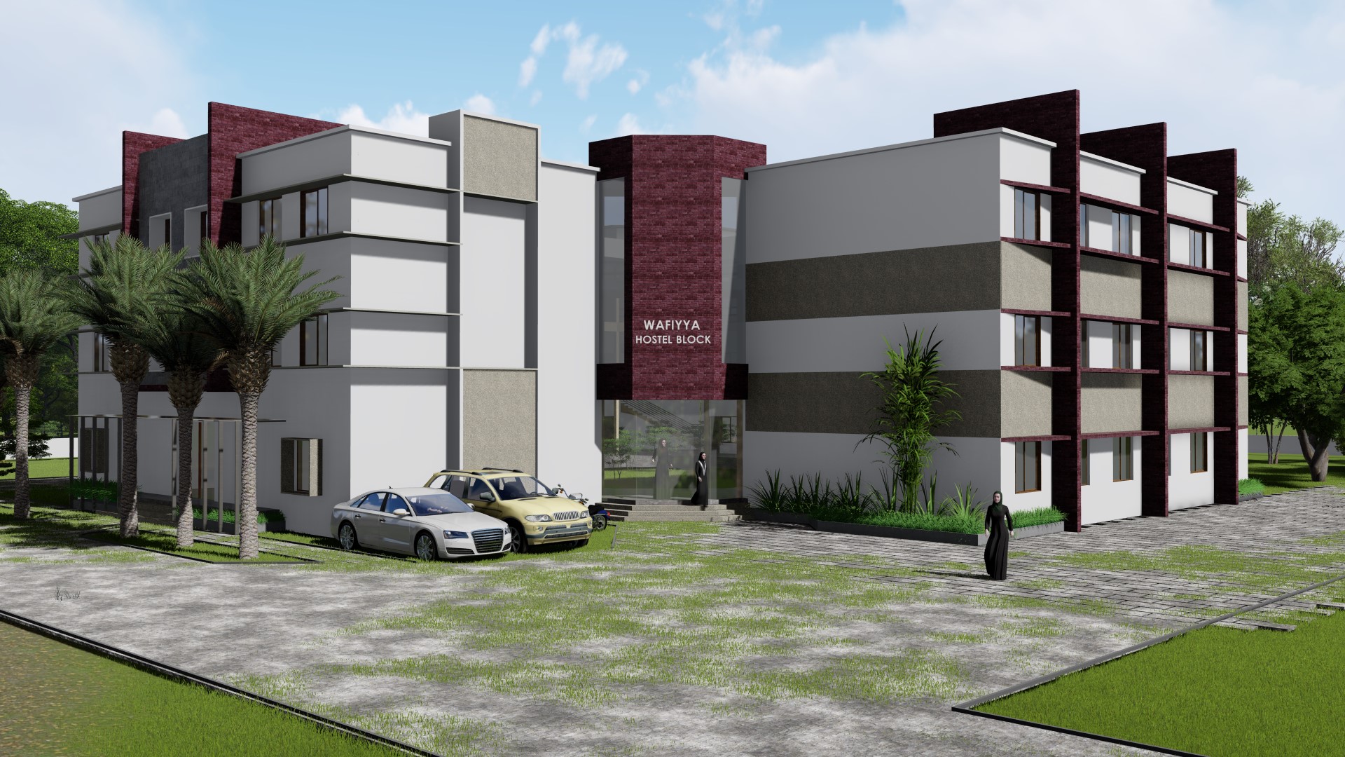 Wafiyya Hostel Block — Front Facade