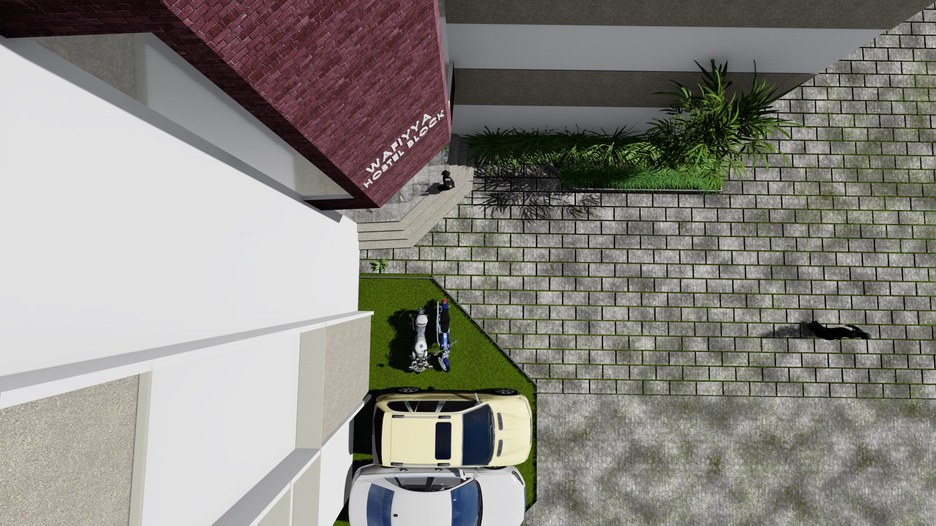 Wafiyya Hostel Block — Aerial Entry
